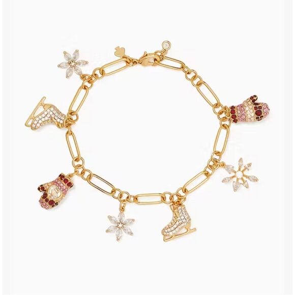 Kate Spade NWT Winter charm bracelet - Ice Skate, Snowflake, Mitten - Picture 2 of 9